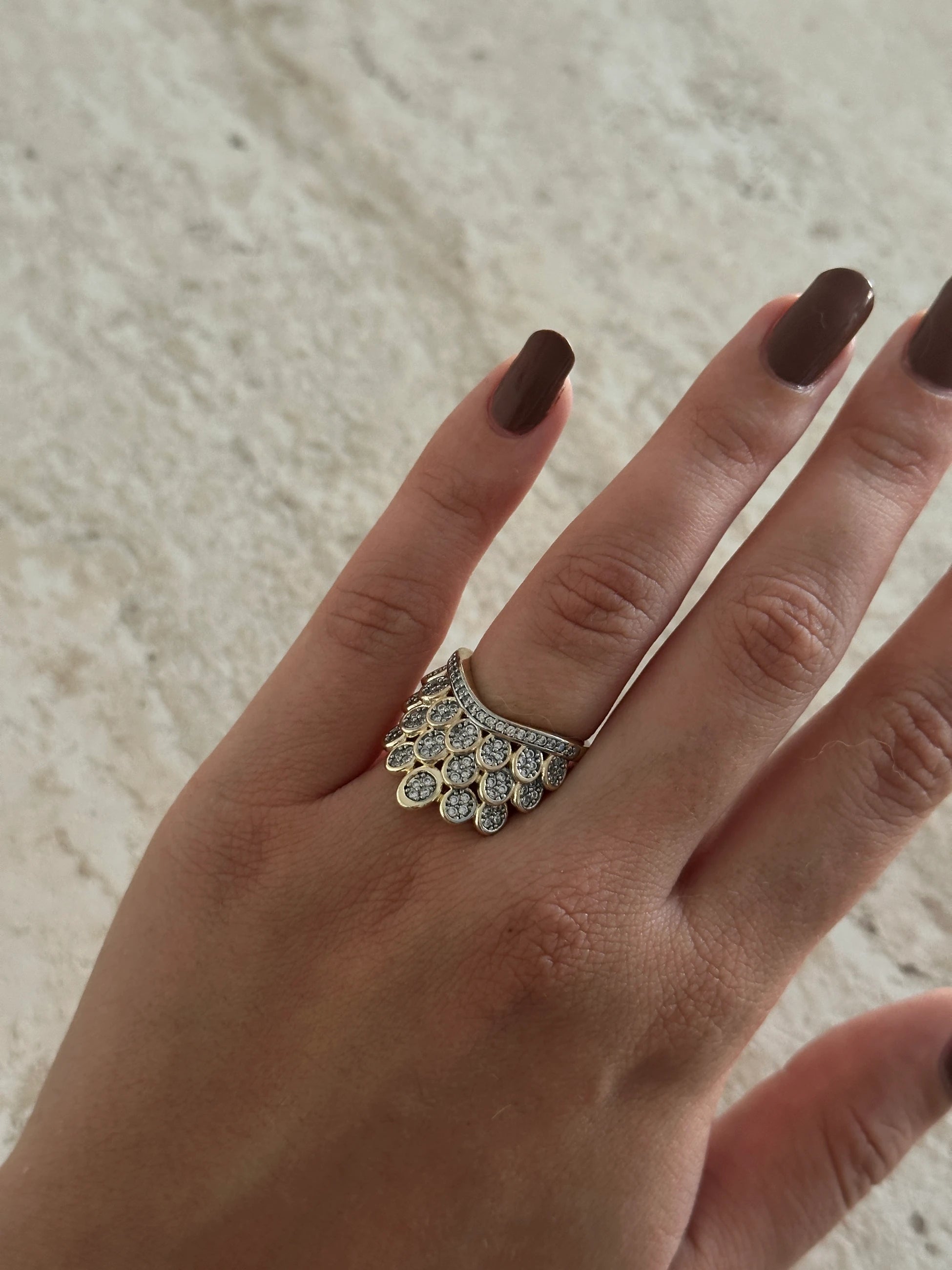 Tasarım Gold Gümüş Zirkon Taş Kadın Yüzük