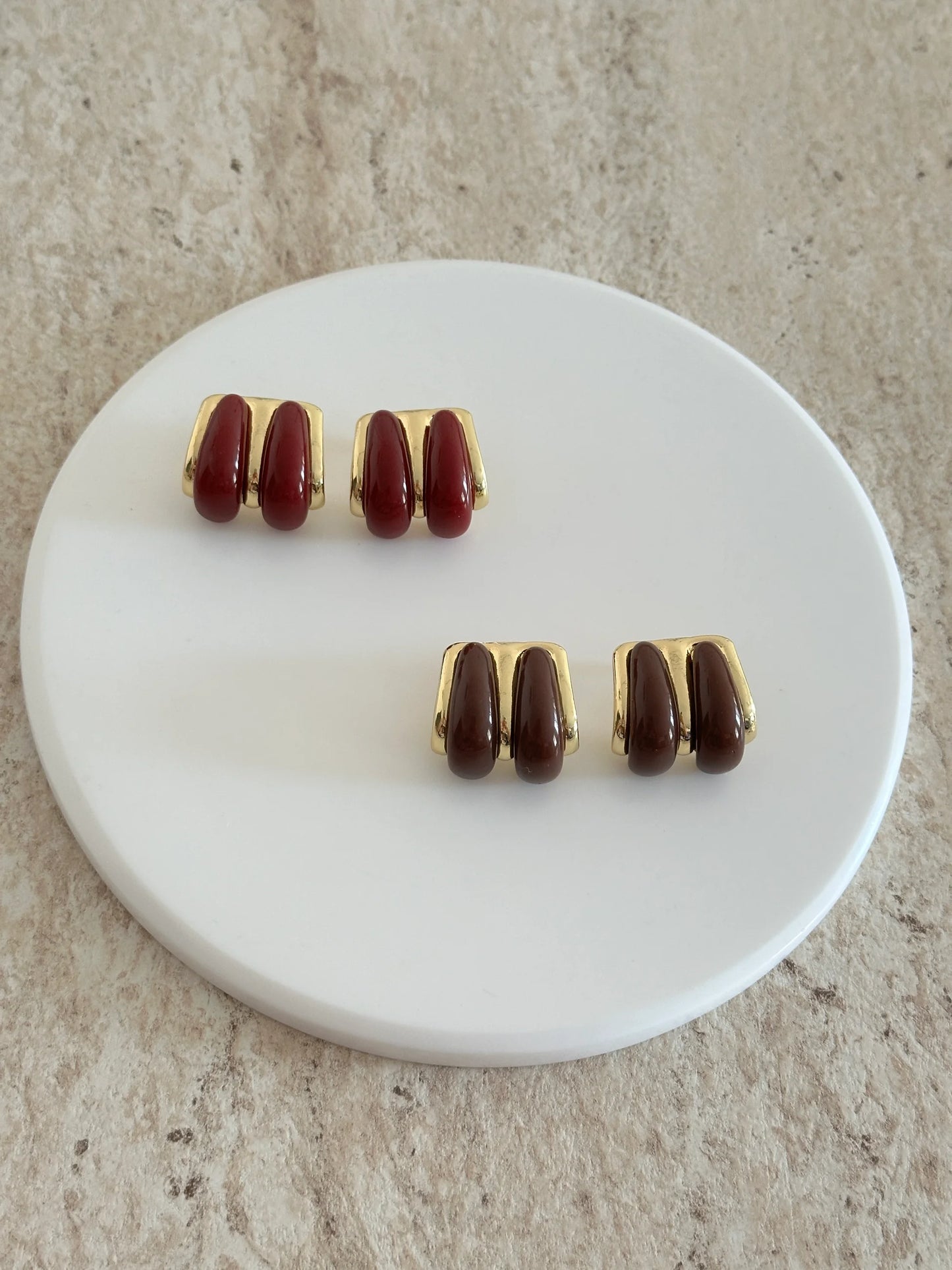 İkili Görünüm Renkli Taş Kadın Küpe