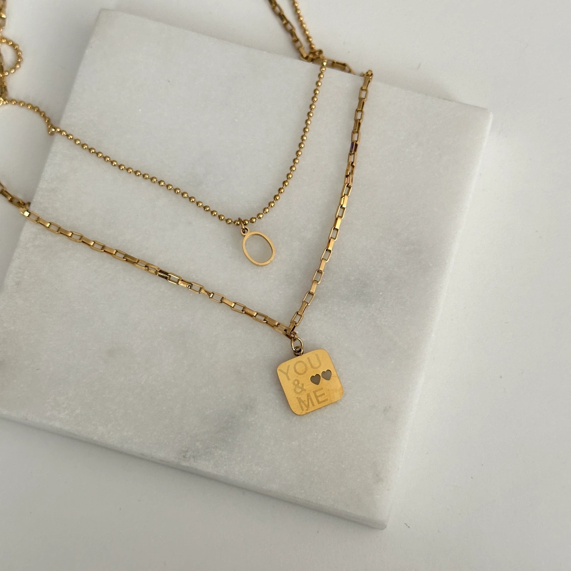 İkili Love Çelik Kolye