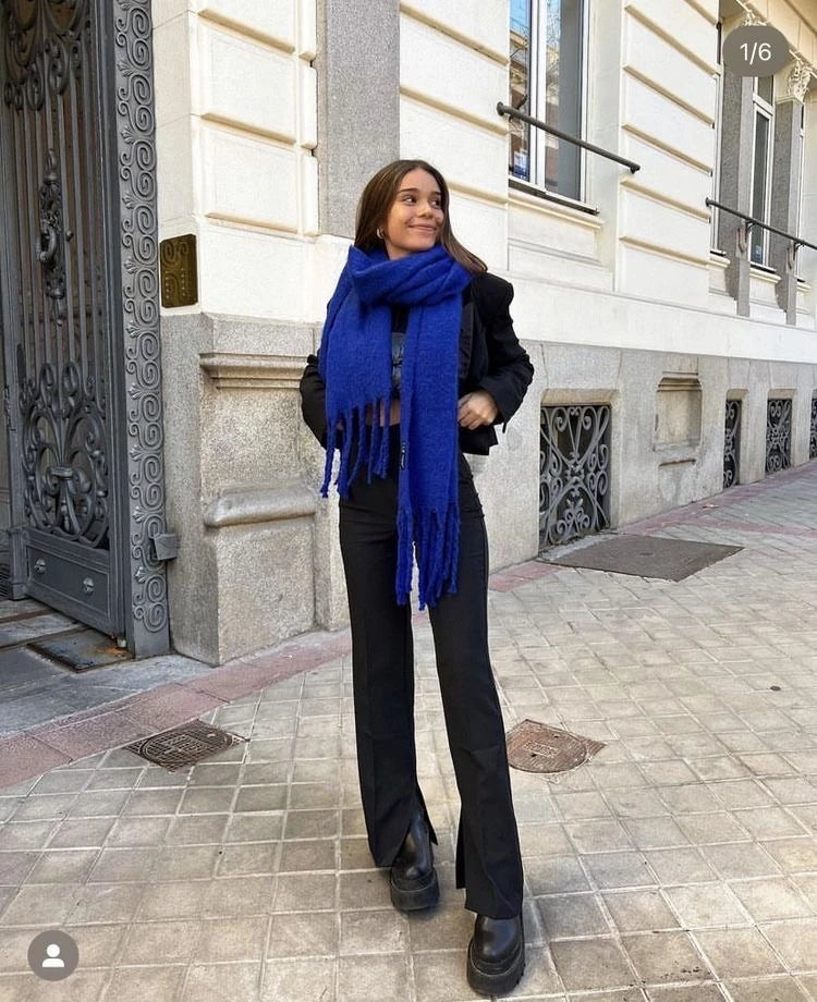 Saks Mavi Pinterest Kadın Şal Atkı