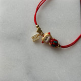 Yılbaşı Bebeği Murano Cam Boncuk Kişiye Özel Harf Kadın Şans Bilekliği