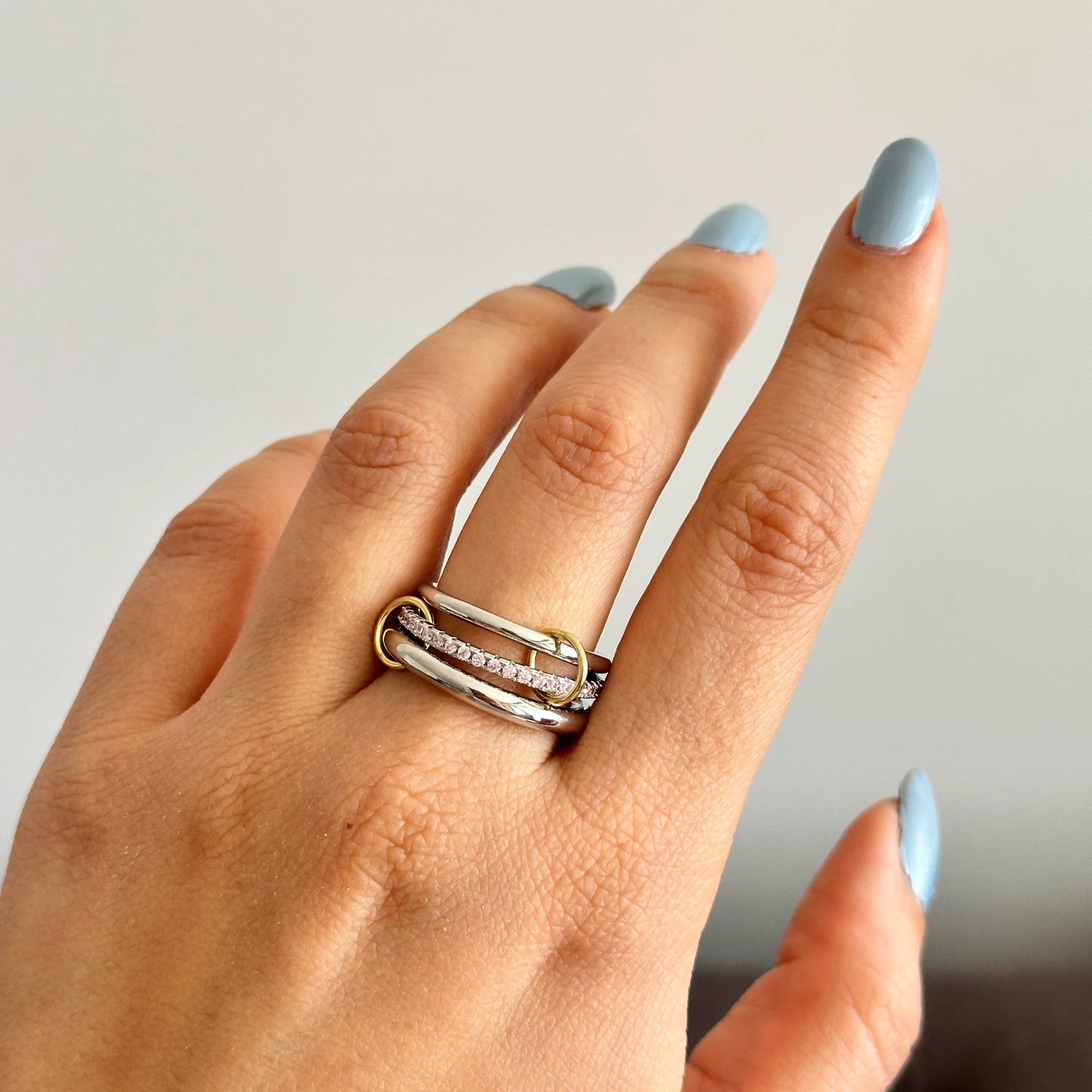 3'Lü Pembe Zirkon Taş Gümüş Spinelli Kadın Yüzük