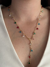 Renkli Sarkıntılı Taş Y Dekolte Kolye