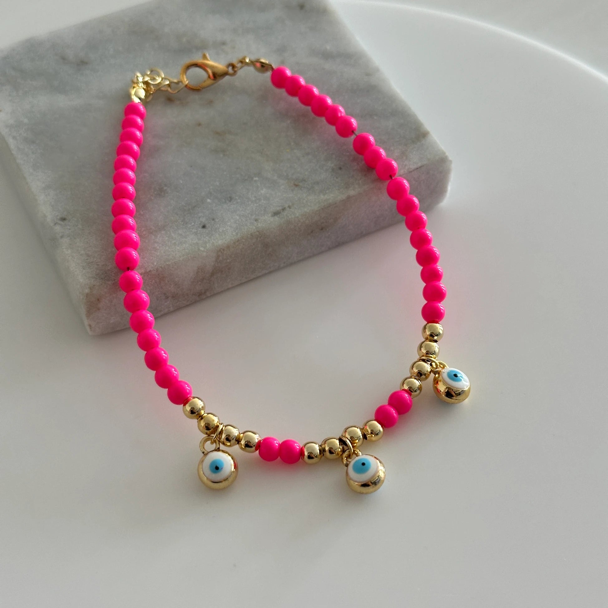 Fuşya Nazar Boncuklu Halhal