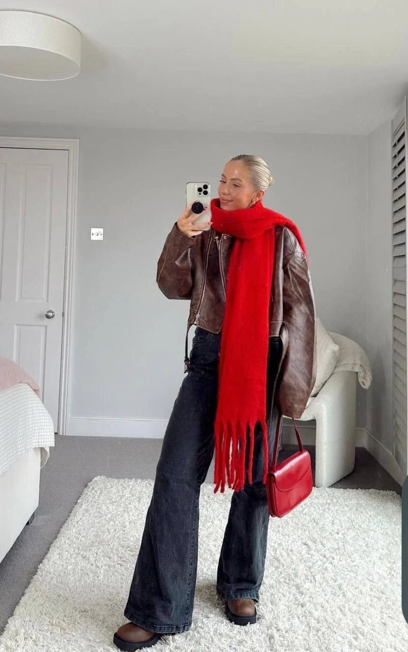 Kırmızı Pinterest Kadın Şal Atkı