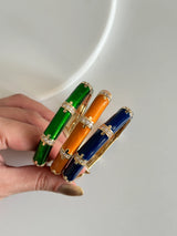 Zirkon Taş Renkli Altın Kaplama Kelepçe Kadın Bilezik