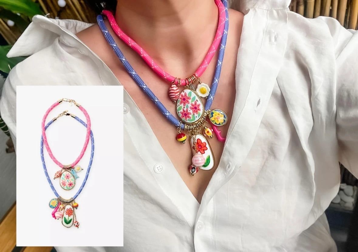 Seramik Charm İkili Kadın Kolye