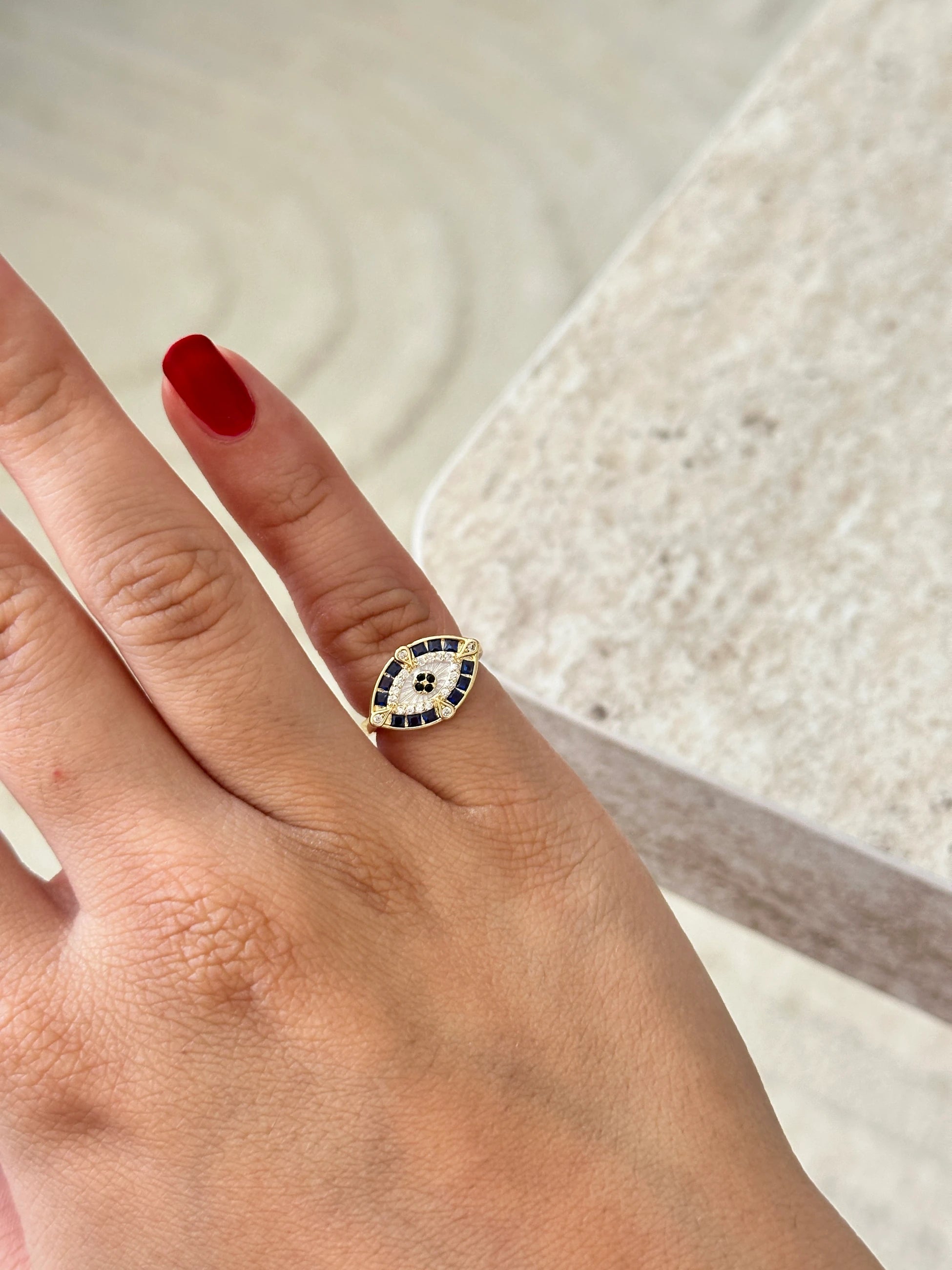 Mavi Göz Serçe Parmak Yüzüğü