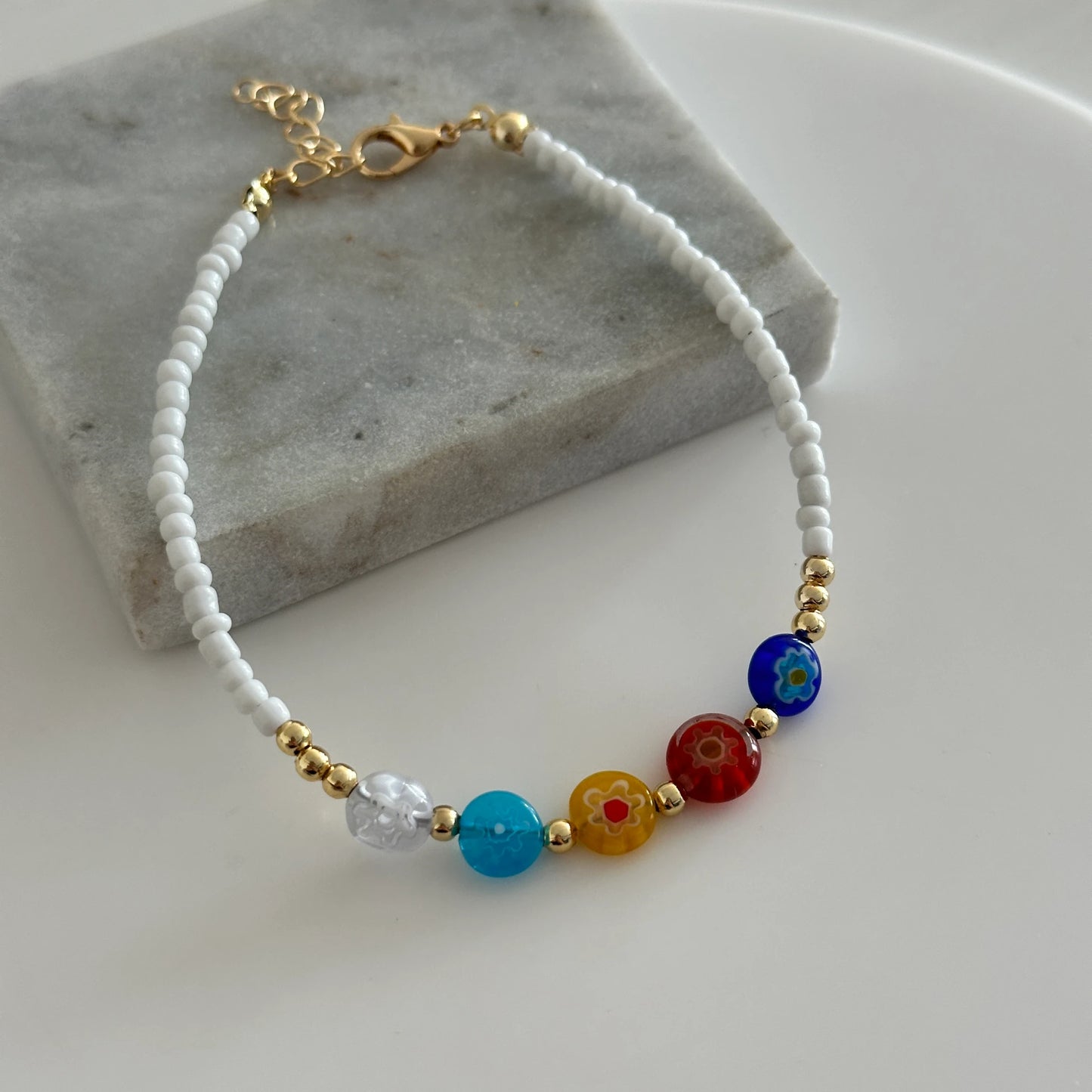 Çiçekli Boncuk Halhal