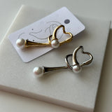 İncili Kalp Earcuff Küpe