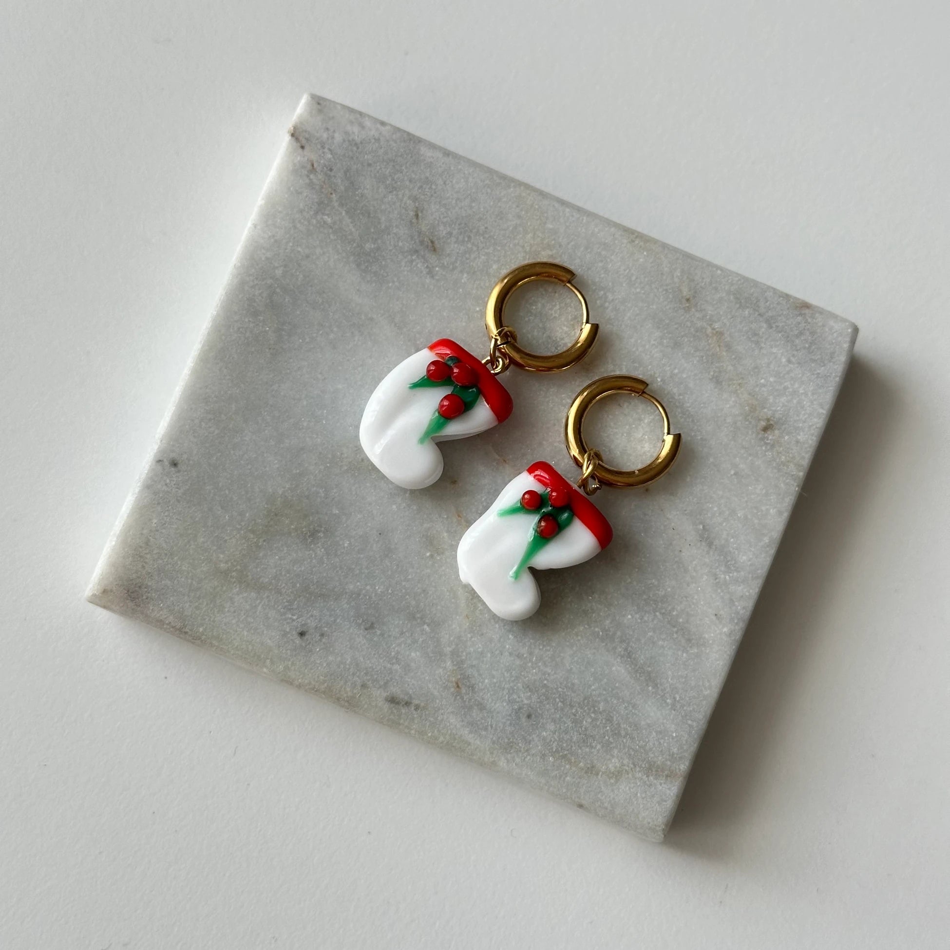 Yılbaşı Çorabı Murano Cam Boncuk Kadın Set Küpe