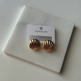 Deniz Kabuğu Çift Taraflı Gold Küpe