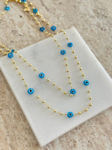 Nazar Top Boncuk Zincir Kadın Kolye (90 cm)