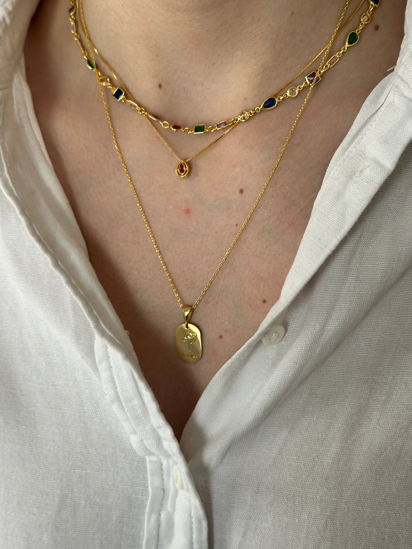 Asimetrik Taşlı Kadın Kolye (925 ayar gümüş)