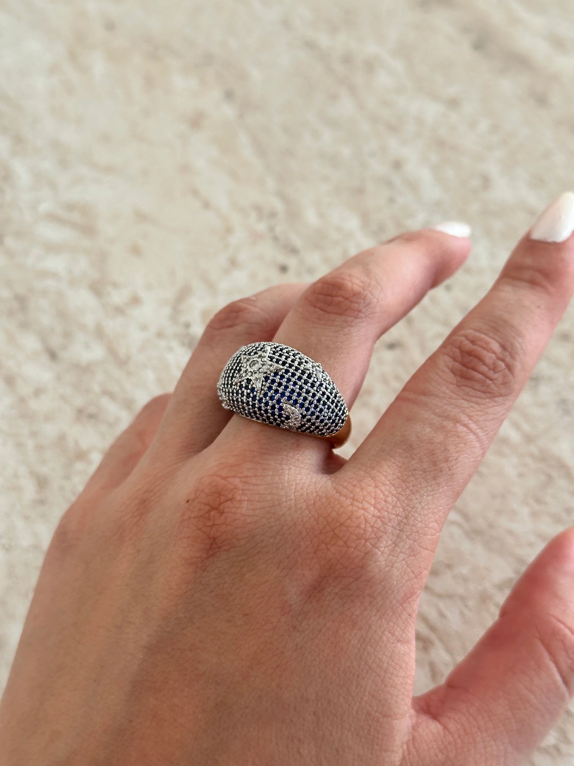 Lacivert Yıldız Taş Kadın Yüzük