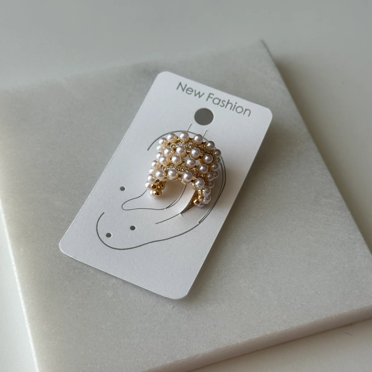 İkili İncili Earcuff Küpe