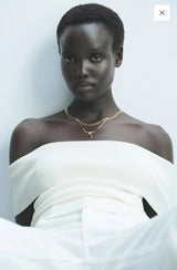 İkili Kahve Kare Altın Kaplama Zincir Kolye