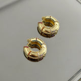 Renkli Taş Tombul Halka Kadın Küpe