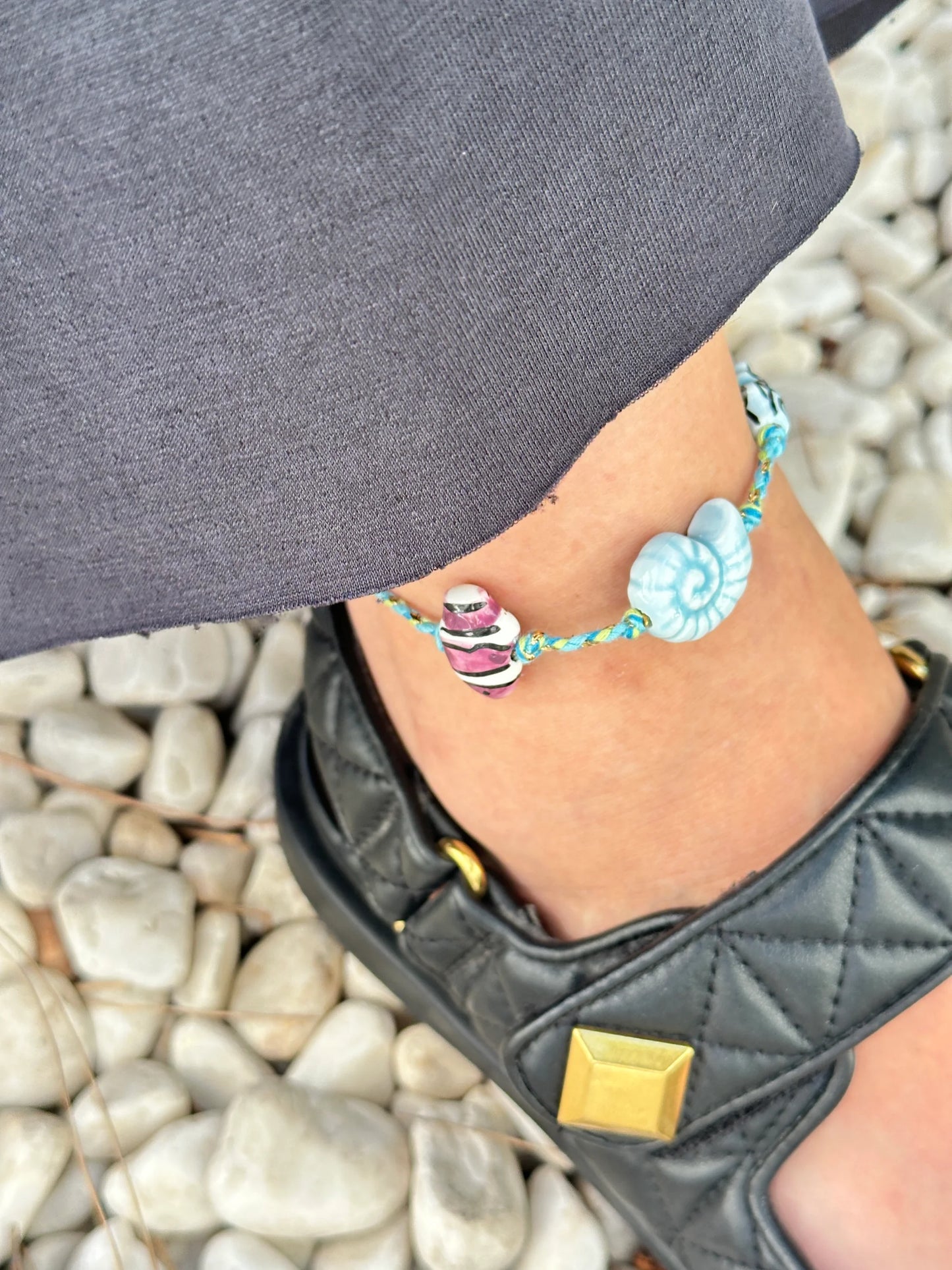 Seramik Deniz Kabuklu İp Kadın Halhal