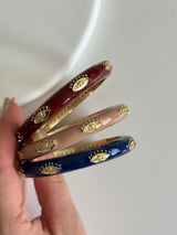 Göz Renkli Altın Kaplama Kelepçe Kadın Bilezik