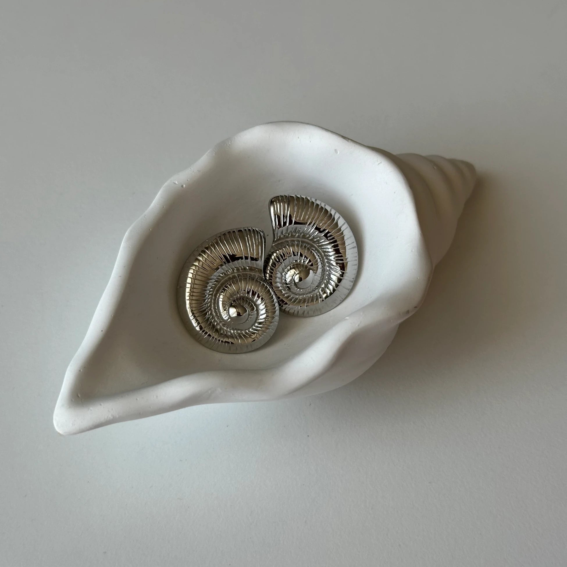 Gümüş renk Kabuk Çelik Küpe