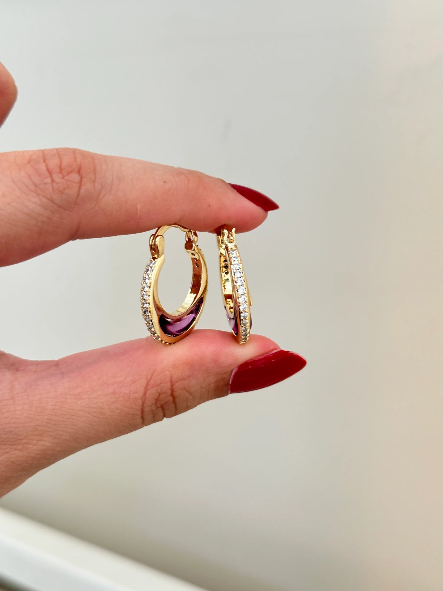 Renkli Saydam Taş Tasarım Kadın Küpe