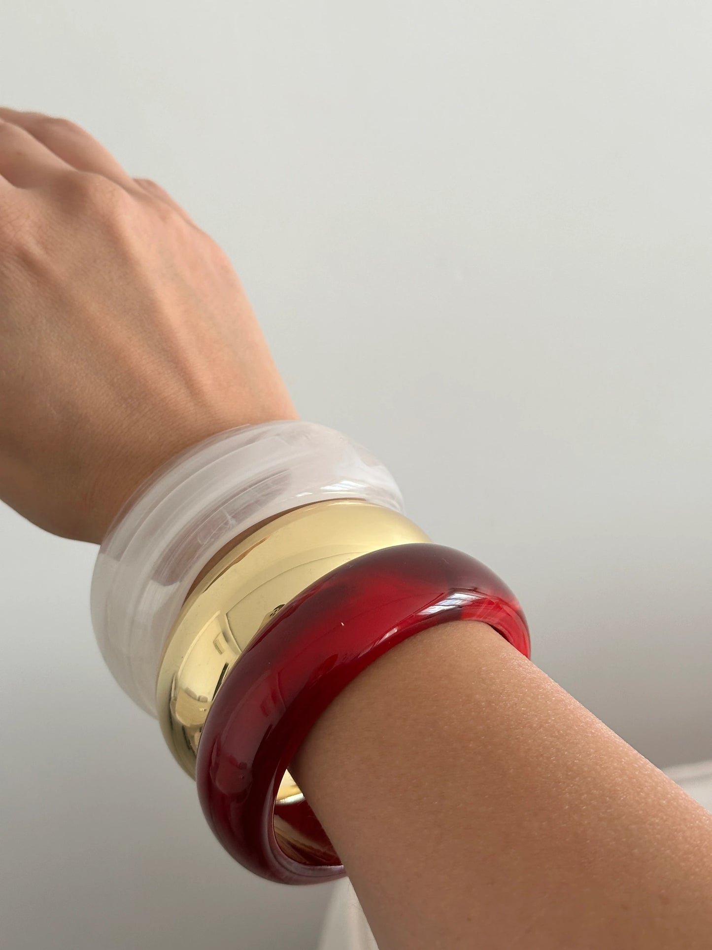 3'Lü Beyaz Bordo Kadın Kemik Bilezik