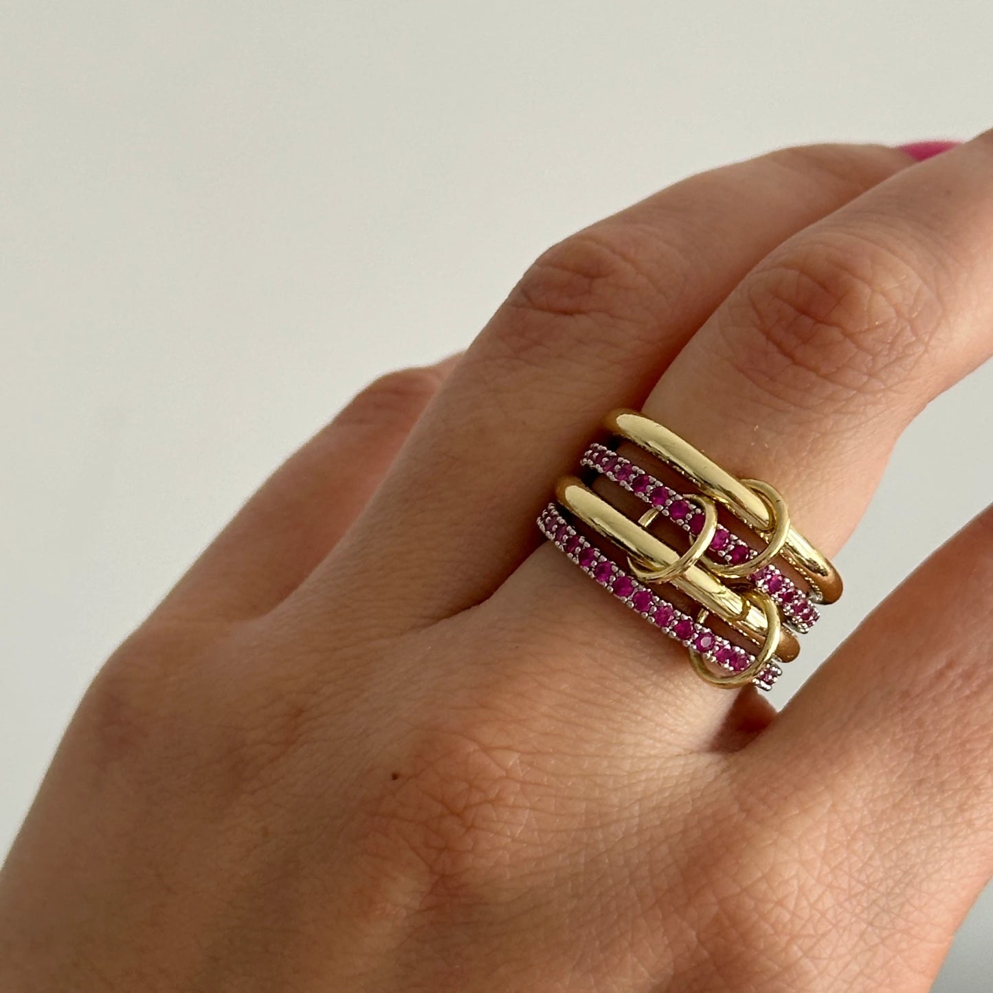 4'Lü Fuşya Pembe Spinelli Kadın Yüzük