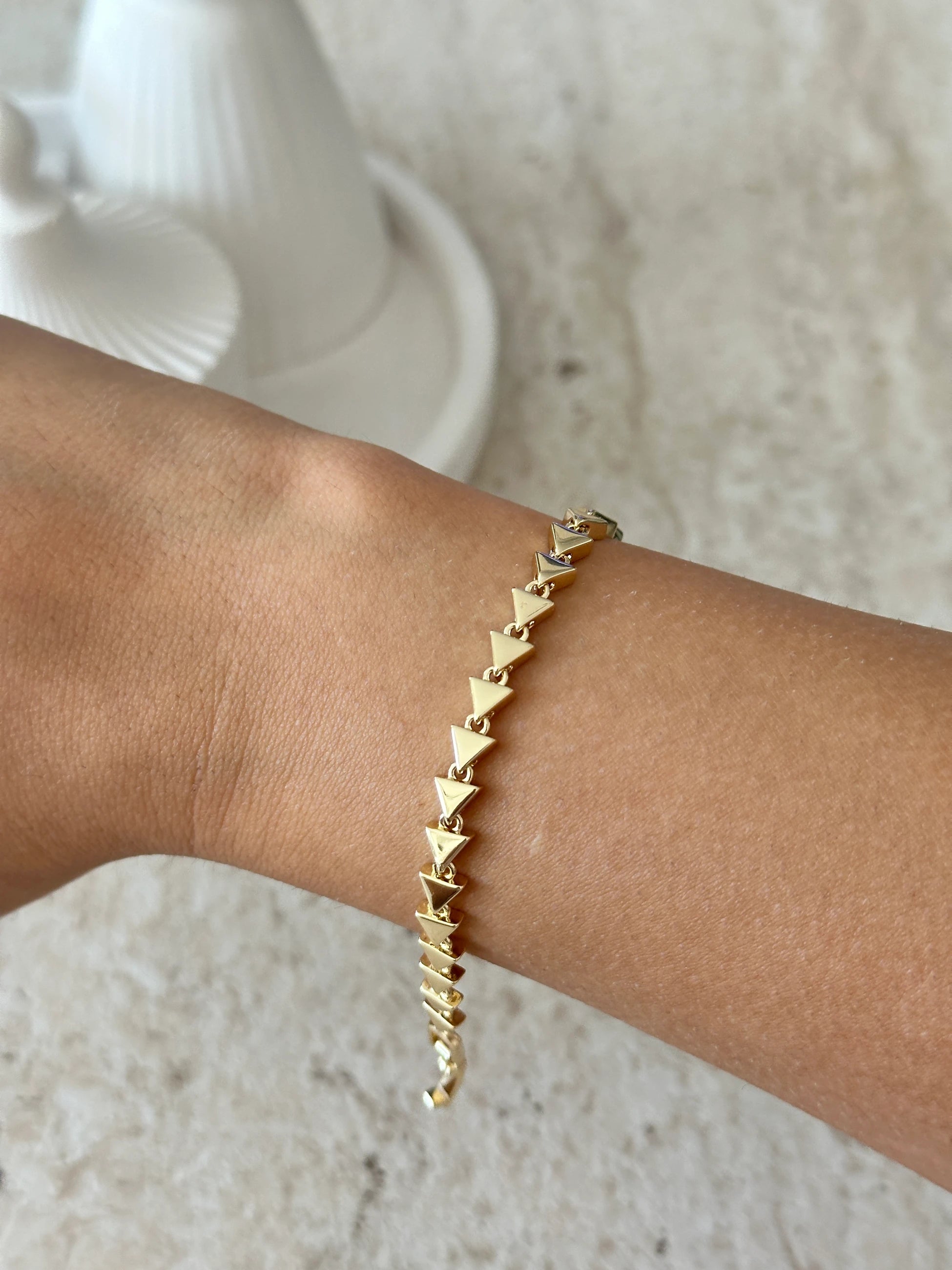 Üçgen Zincir 14K Altın Kaplama Kadın Bileklik