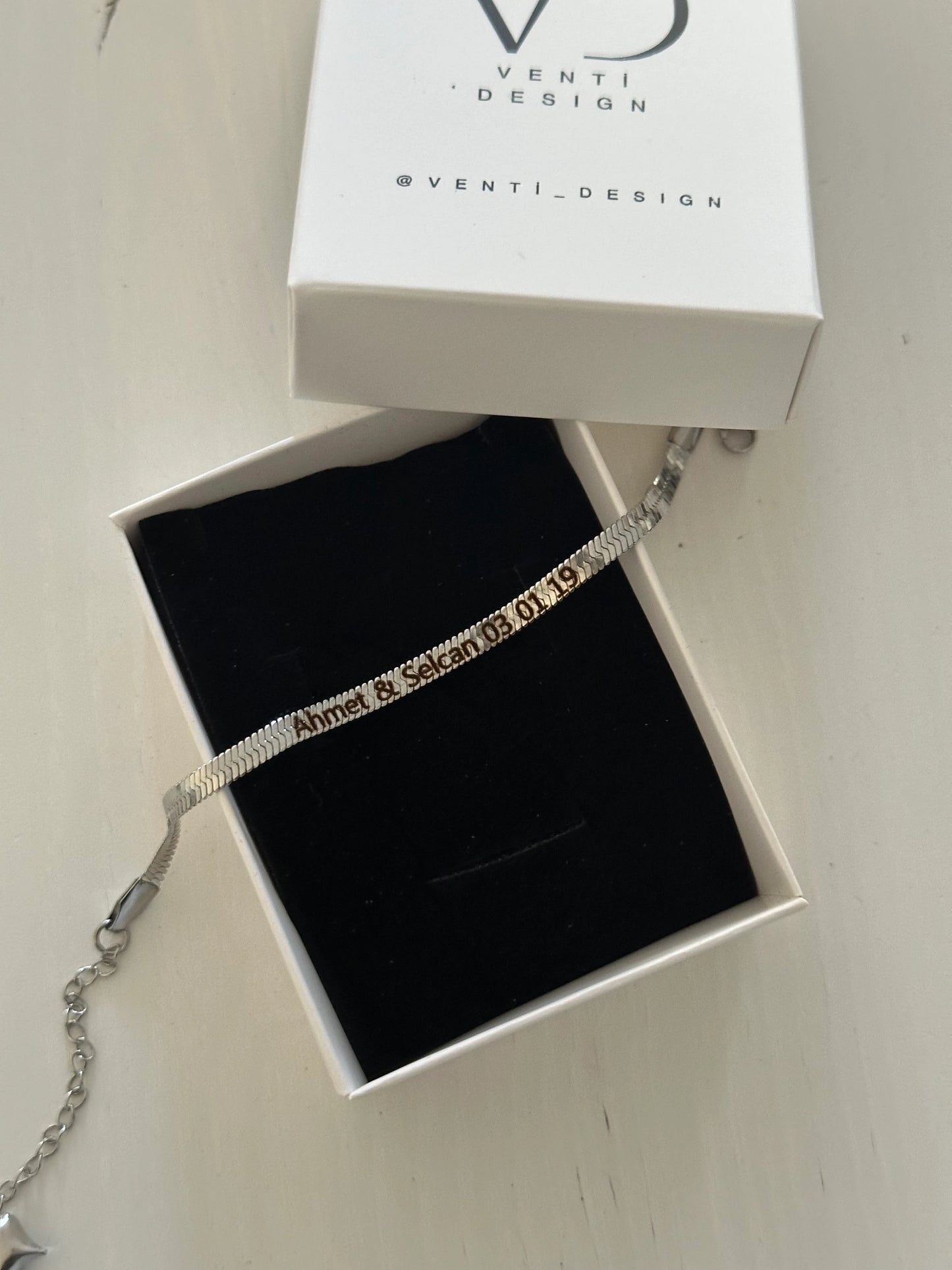 Kişiye Özel Lazer Baskı Çelik İtalyan Zincir Çift Bilekliği