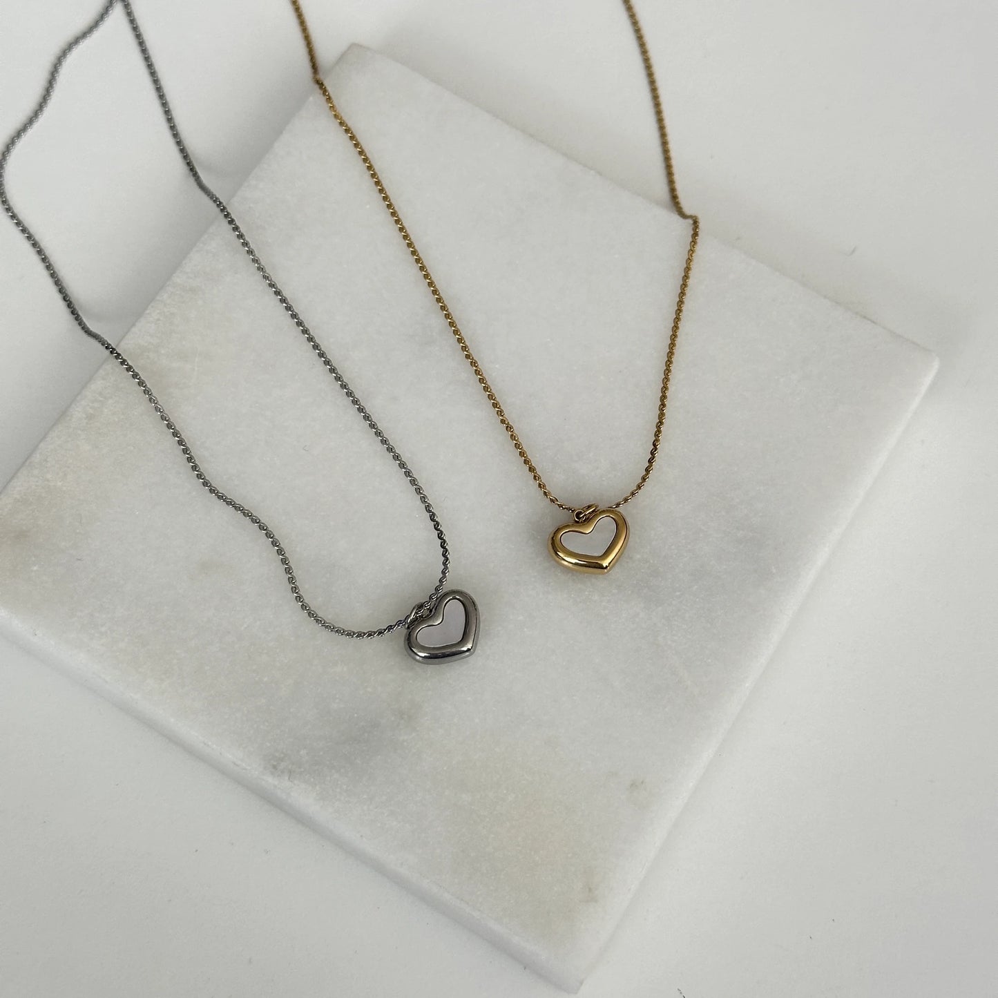 Mini Sedefli Kalp Kadın Çelik Kolye