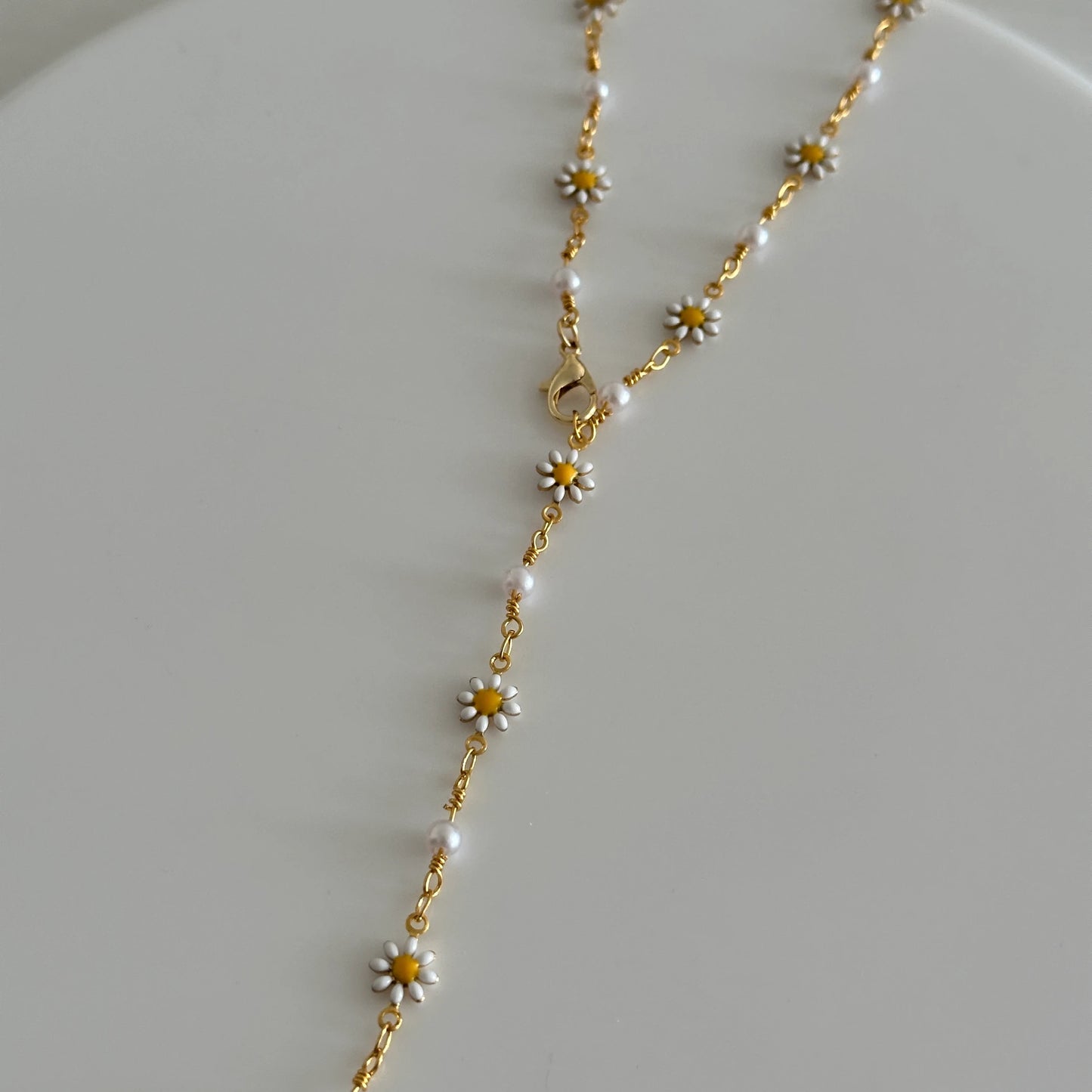 Papatya İnci Y Dekolte Kolye