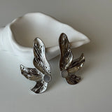 Sedefli Yaprak Çelik Küpe