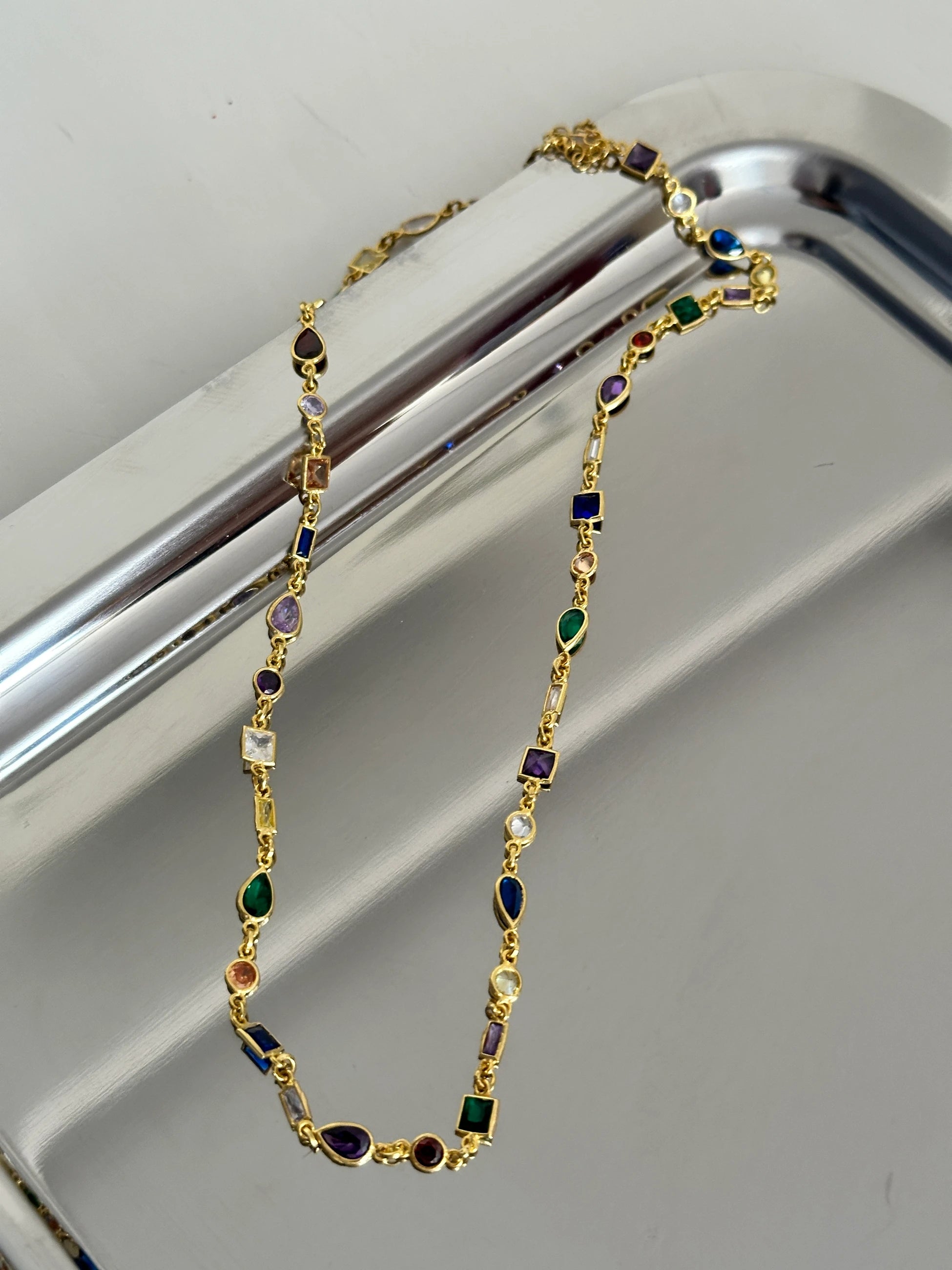 Asimetrik Taşlı Kadın Kolye (925 ayar gümüş)