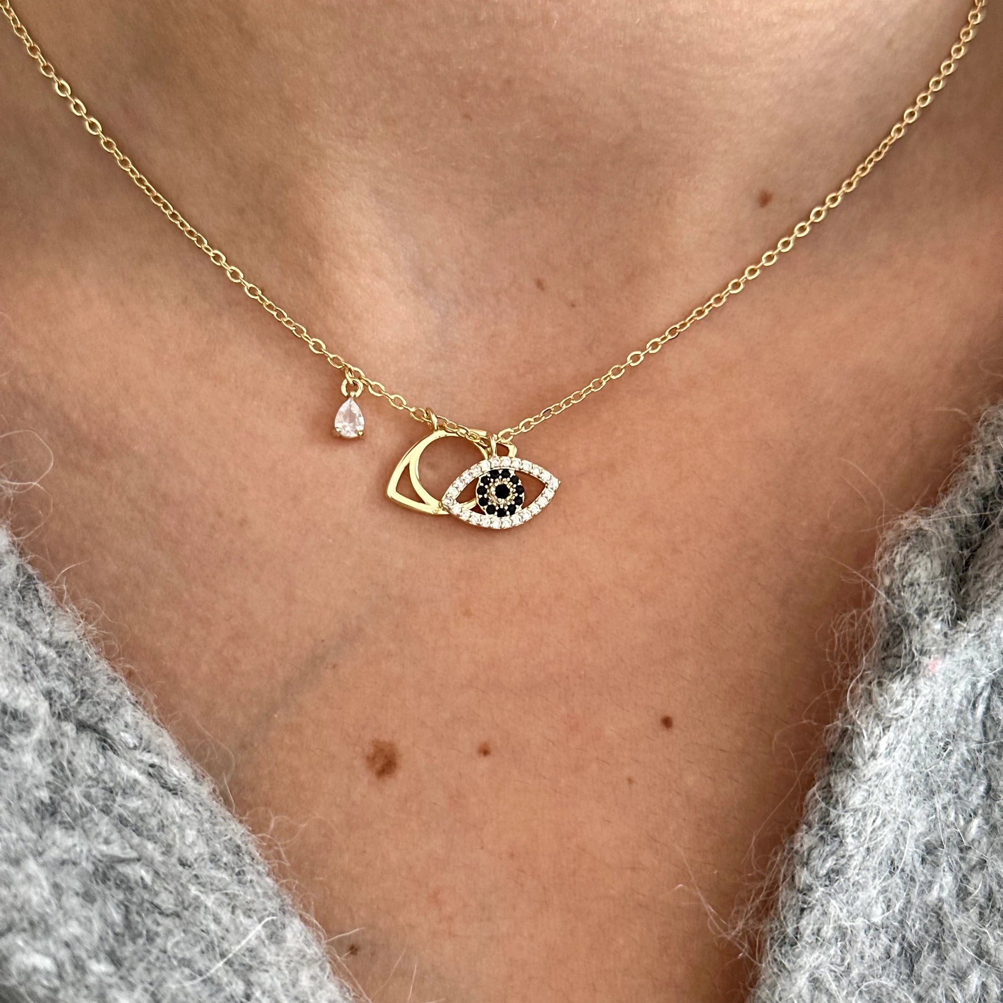 Göz Taş 14k Altın Kaplama Kolye