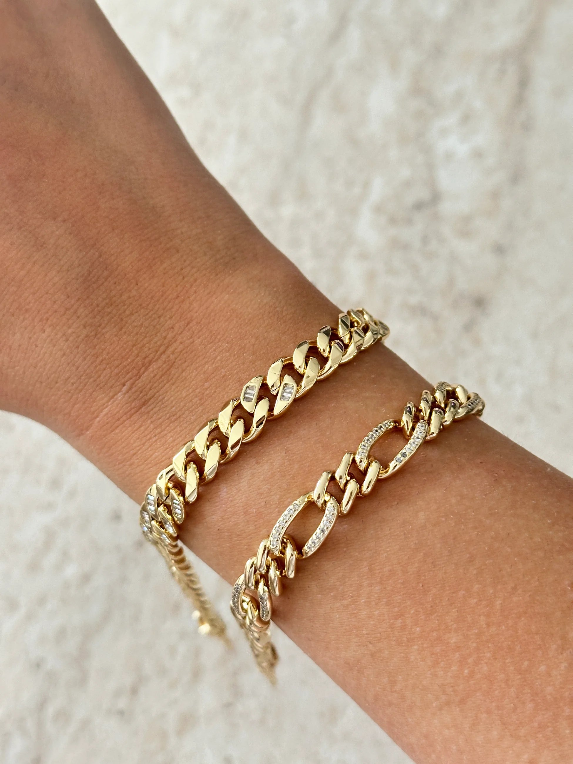 Zirkon Zincir Parça Altın Kaplama Kadın Bileklik