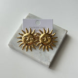 Antik Güneş Çelik Küpe