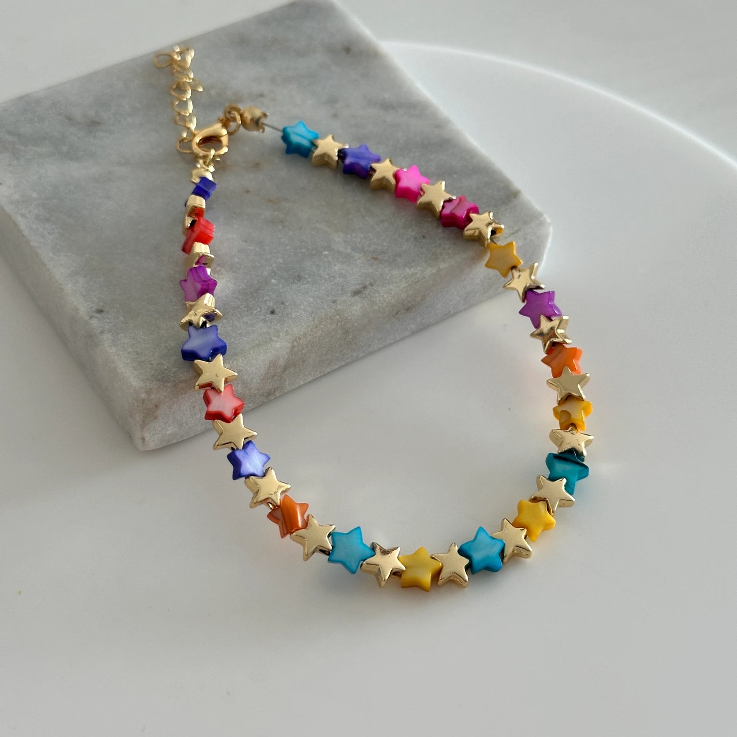 Çok Renkli Yıldız Boncuk Halhal