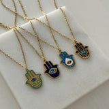 Hamsa Fatma Ana Eli Çelik Kolye