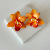 Turuncu Orkide Küpe