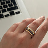 3'Lü Lacivert Zirkon Taş Spinelli Kadın Yüzük