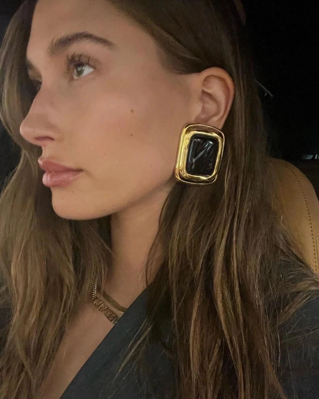 Büyük Kare Gold Küpe