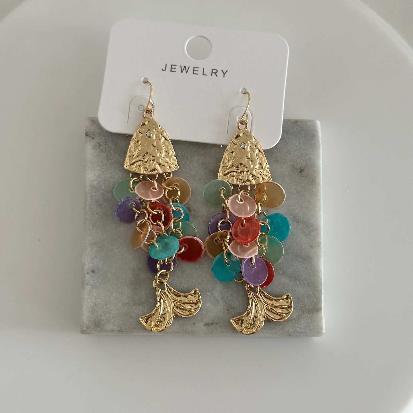 Renkli Pul Balık Kadın Küpe