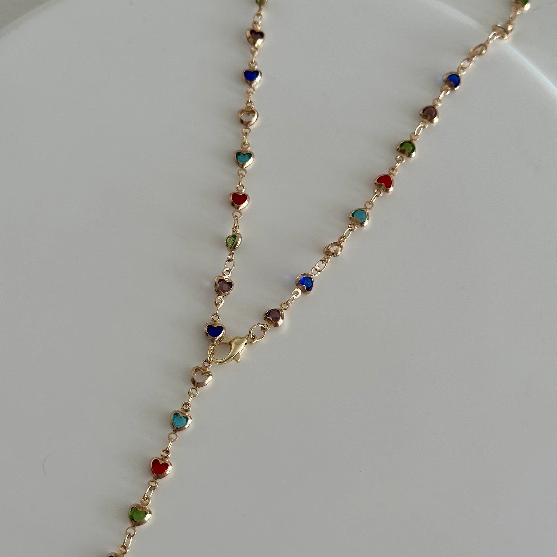 Renkli Mini Kalp Y Dekolte Kolye