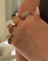 Renkli Saydam Taş Kadın Yüzük