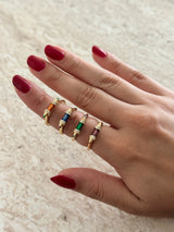 Renkli Taş Minimal Kadın Yüzük