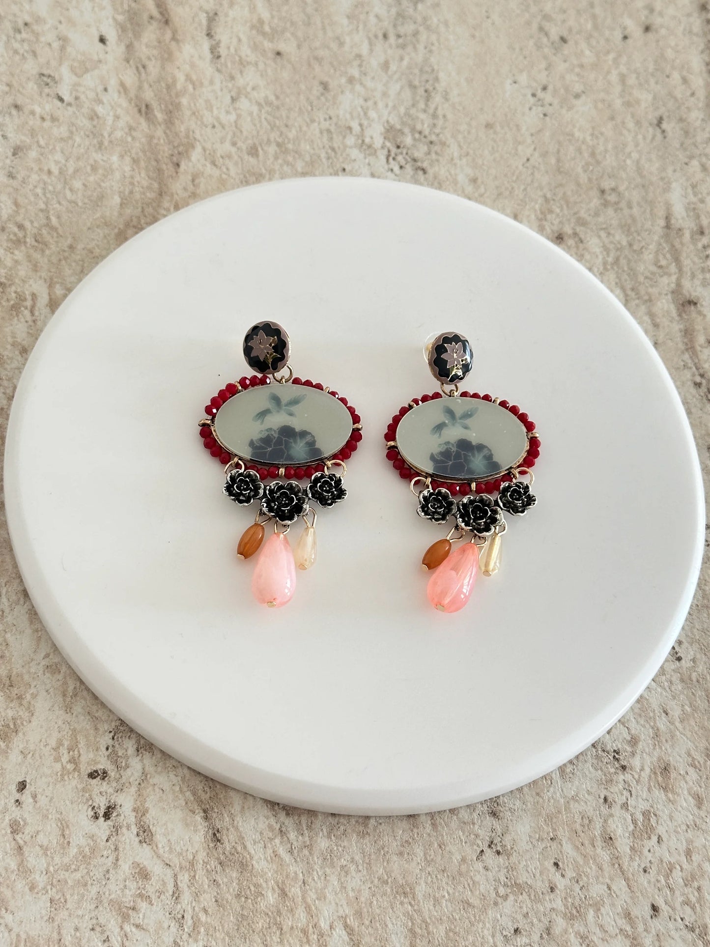 Tasarım Güllü Gümüş Kadın Küpe