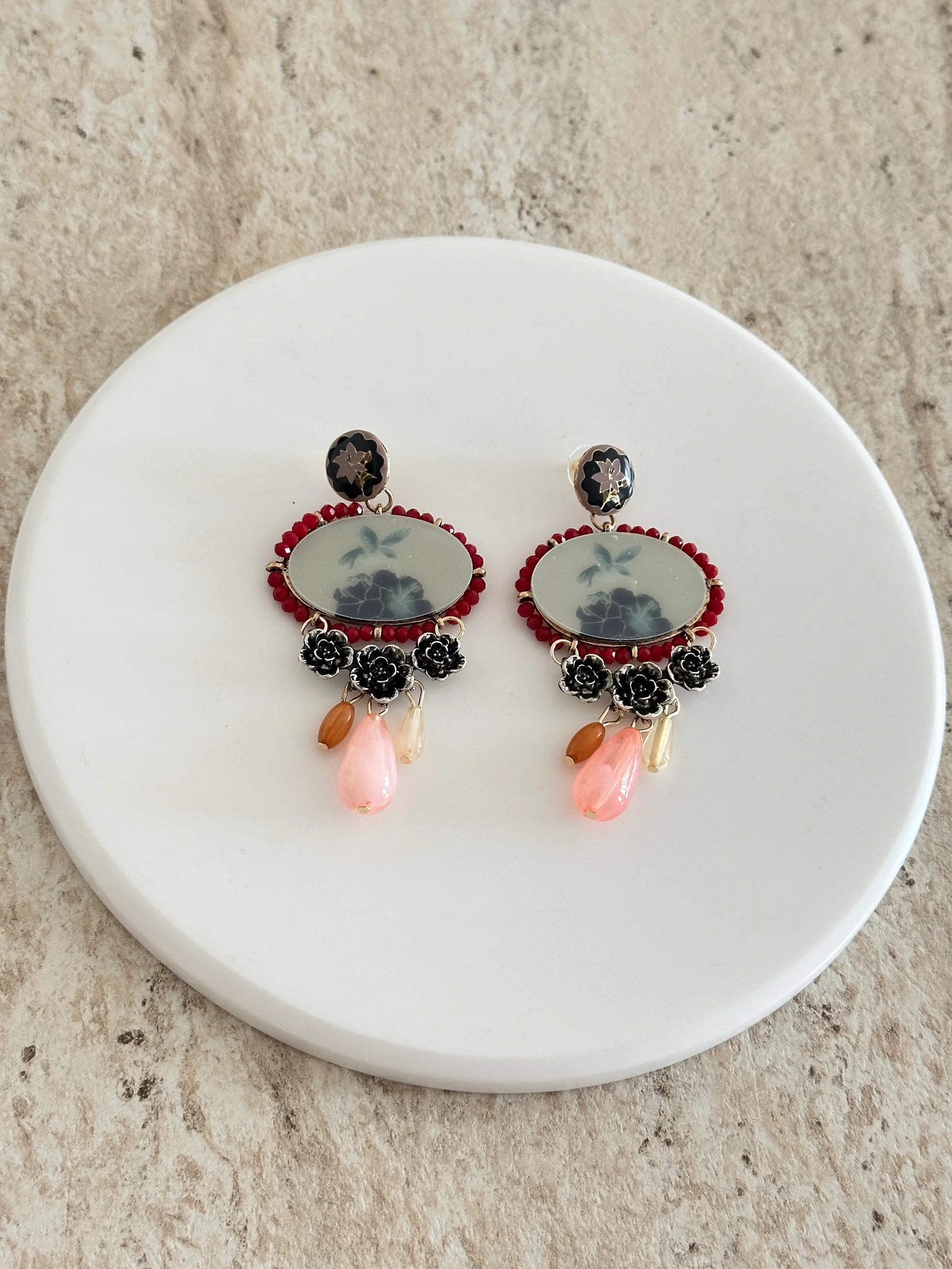 Tasarım Güllü Gümüş Kadın Küpe