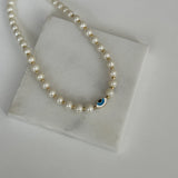 İnci Boncuk Mavi Göz Kadın Kolye