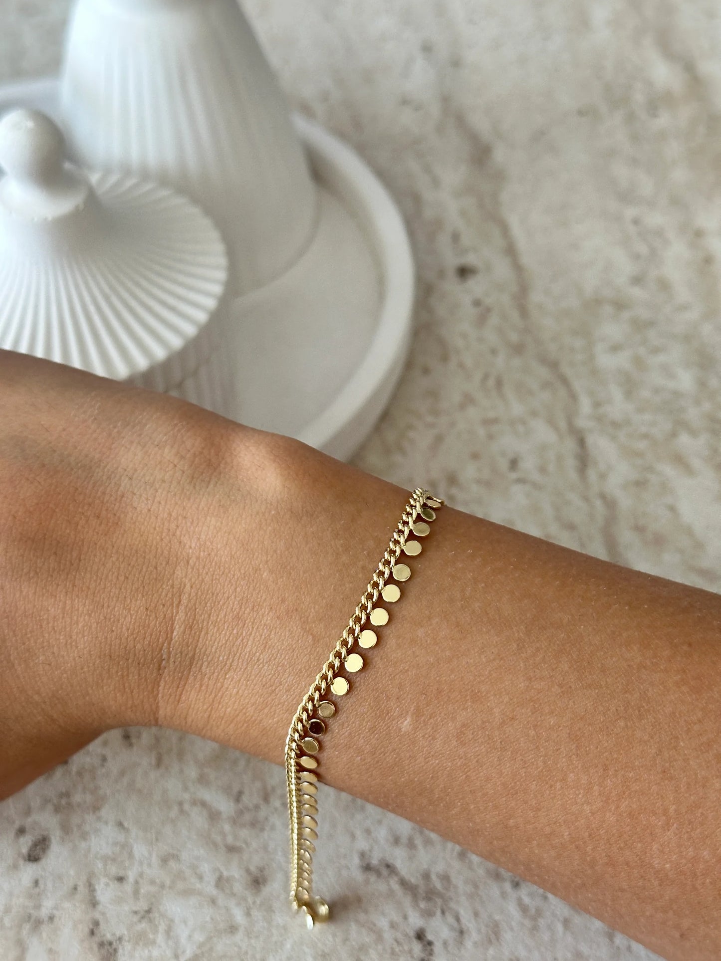 Pul Zincir 14K Altın Kaplama Kadın Bileklik